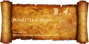 Mihálka Alex névjegykártya